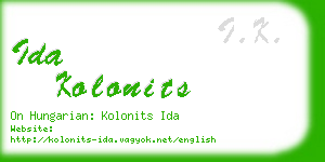 ida kolonits business card